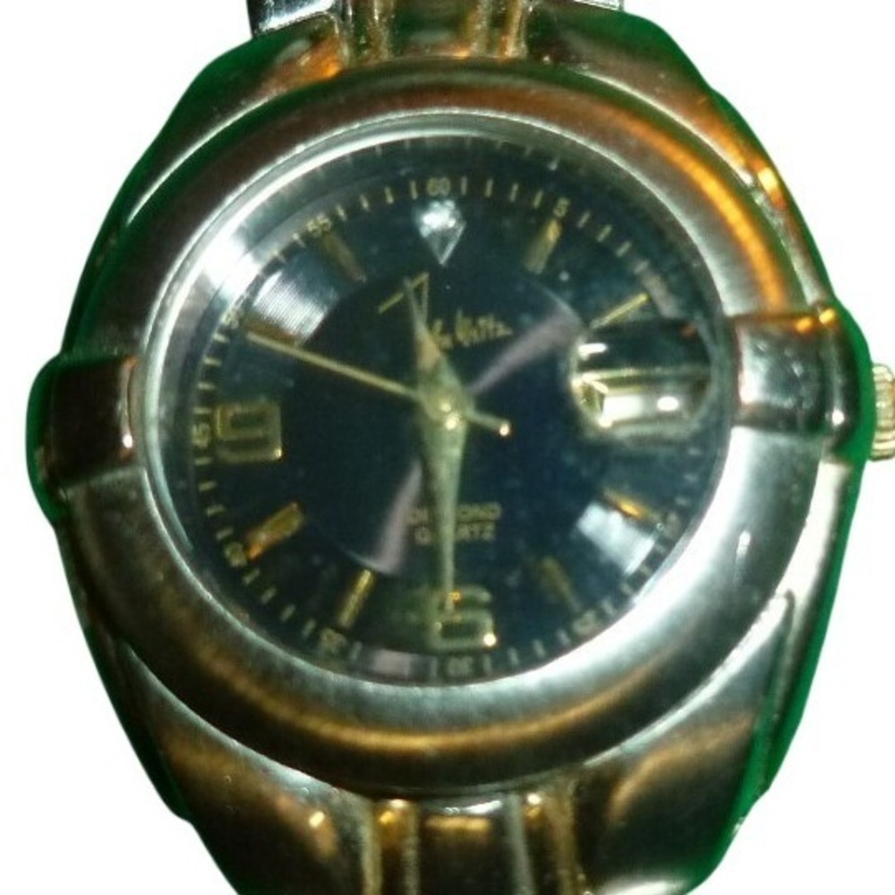 John Weitz Watch Men Two‎ Tone Good 74018 Diamond Accent Date Window Quartz